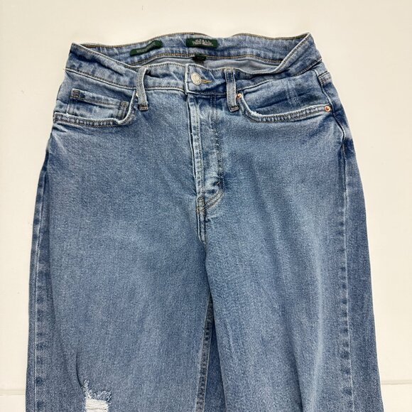 Wild Fable Button Fly Super High Rise Straight Distressed Women size 6 Blue Jean - Picture 2 of 5